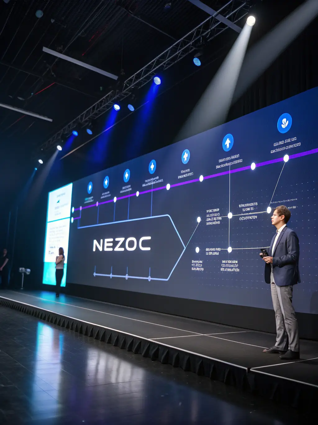 A project management timeline chart with milestones and deliverables, representing ATHMOSPHERE's project management services. The image is used to represent the project management services offered.